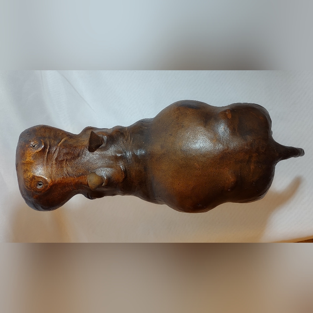 Vintage Leather Wrapped Hippo Figurine - Picture 6 of 6